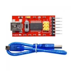 Vue du module FTDI Basic 6 broches avec puce FT232RL pour conversion USB-TTL - avec cable